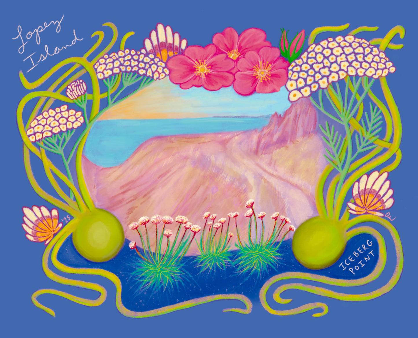 Iceberg Point, Lopez Illustration Series: Postcard